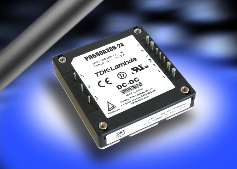 600W half brick DC-DC converter certified to EN 62477-1